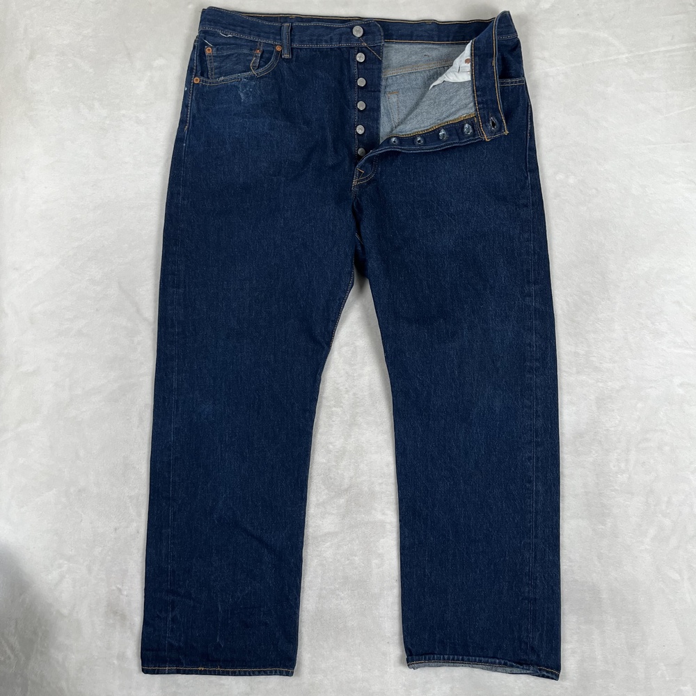Levi's 501 Jeans Mens 40x30 Blue Straight Button Fly Denim Dark Wash READ
